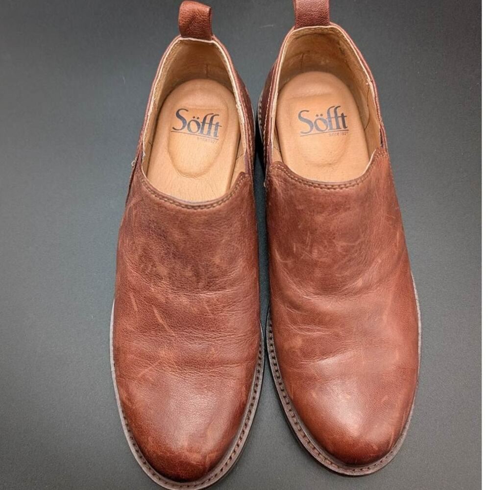 Söfft Shoes Womens 6.5 M Brown Leather Slip On Elastic Side Panels Comfort - Picture 3 of 11